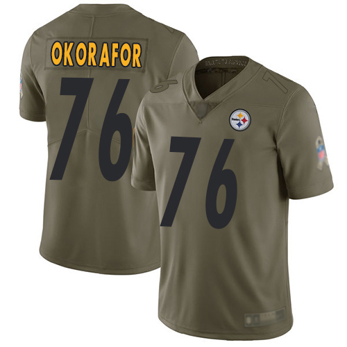 Men Pittsburgh Steelers Football #76 Limited Olive Chukwuma Okorafor 2017 Salute to Service Nike NFL Jersey